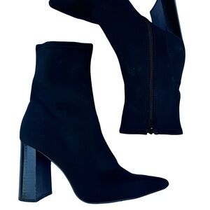 Jeffrey Campbell Black Stretch Block Heel Ankle Boots